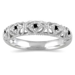 10k White Gold Women's 1/10ct TDW Black Diamond Wedding Ring