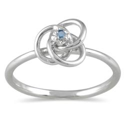 10k White Gold Blue Diamond Promise Ring