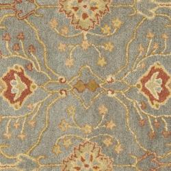 Handmade Oushak Slate Blue/ Ivory Wool Rug (8' Square)