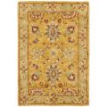 Handmade Antique Isfan Dark Gold/ Light Green Wool Rug (2' x 3')