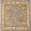 Handmade Oushak Slate Blue/ Ivory Wool Rug (6' Square)