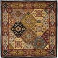 Essential data on Bakhtiari rug Panel Handmade Bakhtiari Multi/ Red Wool Rug (6' Square)