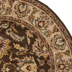 Handmade Heritage Treasure Brown/ Ivory Wool Rug (6' Round)