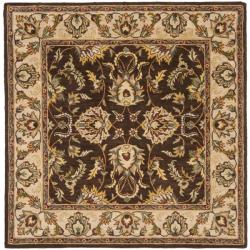 Handmade Heritage Treasure Brown/ Ivory Wool Rug (6' Square)