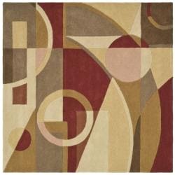 Handmade Rodeo Drive Deco Beige/ Multi N.Z. Wool Rug (8' Square)