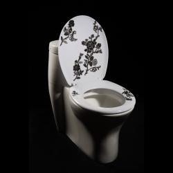 Black/ White Floral Designer Melamine Toilet Seat Cover