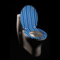 Blue Cabana Stripe Designer Melamine Toilet Seat Cover
