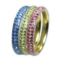 Goldplated Sterling Silver Stackable Multicolor Crystal Rings (Set of 3)