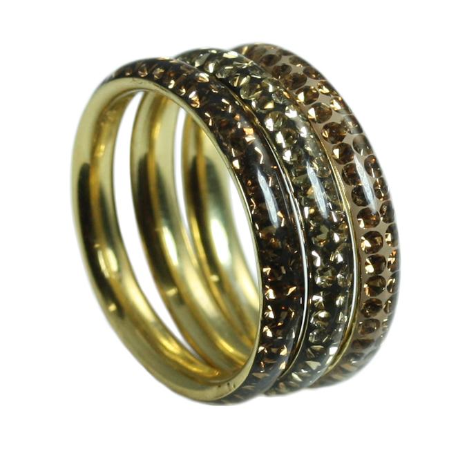 Goldplated Sterling Silver Stackable Multi colored Crystal Rings (Set