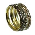 Goldplated Sterling Silver Stackable Multi-colored Crystal Rings (Set of 3)