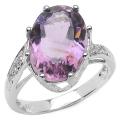 Sterling Silver Oval-cut Amethyst and White Topaz Ring