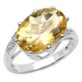 Sterling Silver Oval-cut Citrine and White Topaz Ring
