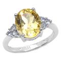 Sterling Silver Citrine and Tanzanite Ring