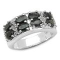 Sterling Silver Black Sapphire and White Topaz Ring