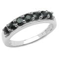 Sterling Silver Round-cut Black Sapphire Ring