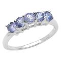 Sterling Silver Round-cut Tanzanite Ring