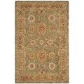 Handmade Mahal Sage/ Ivory Wool Rug (4' x 6')