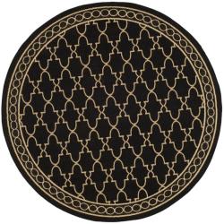 Indoor/ Outdoor Black/ Sand Rug (6'7 Round)