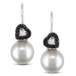 Silver Grey Freshwater Pearl and 1/6ct TDW Diamond Earrings (G-H, I2-I3)