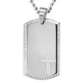 Stainless Steel Cubic Zirconia Dog Tag Cross Necklace