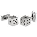 Stainless Steel Black Cubic Zirconia Dice Cuff Links