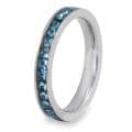 Stainless Steel Polished Teal Cubic Zirconia Band Ring