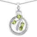 Sterling Silver Peridot and CZ Necklace and Earring Set