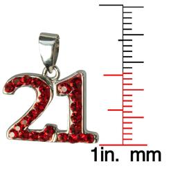 Sterling Silver Red Crystal 21 Pendant