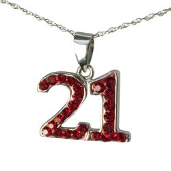 Sterling Silver Red Crystal 21 Pendant