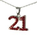 Sterling Silver Red Crystal 21 Pendant