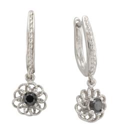 Sterling Silver 1/3ct TDW Black Diamond Hoop Earrings