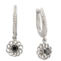 Sterling Silver 1/3ct TDW Black Diamond Hoop Earrings