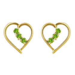 10k Gold August Birthstone Peridot Heart Earrings