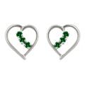 10k Gold May Birthstone Created Emerald Heart Earrings