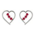 10k Gold July Birthstone Created Ruby Heart Designer Earrings