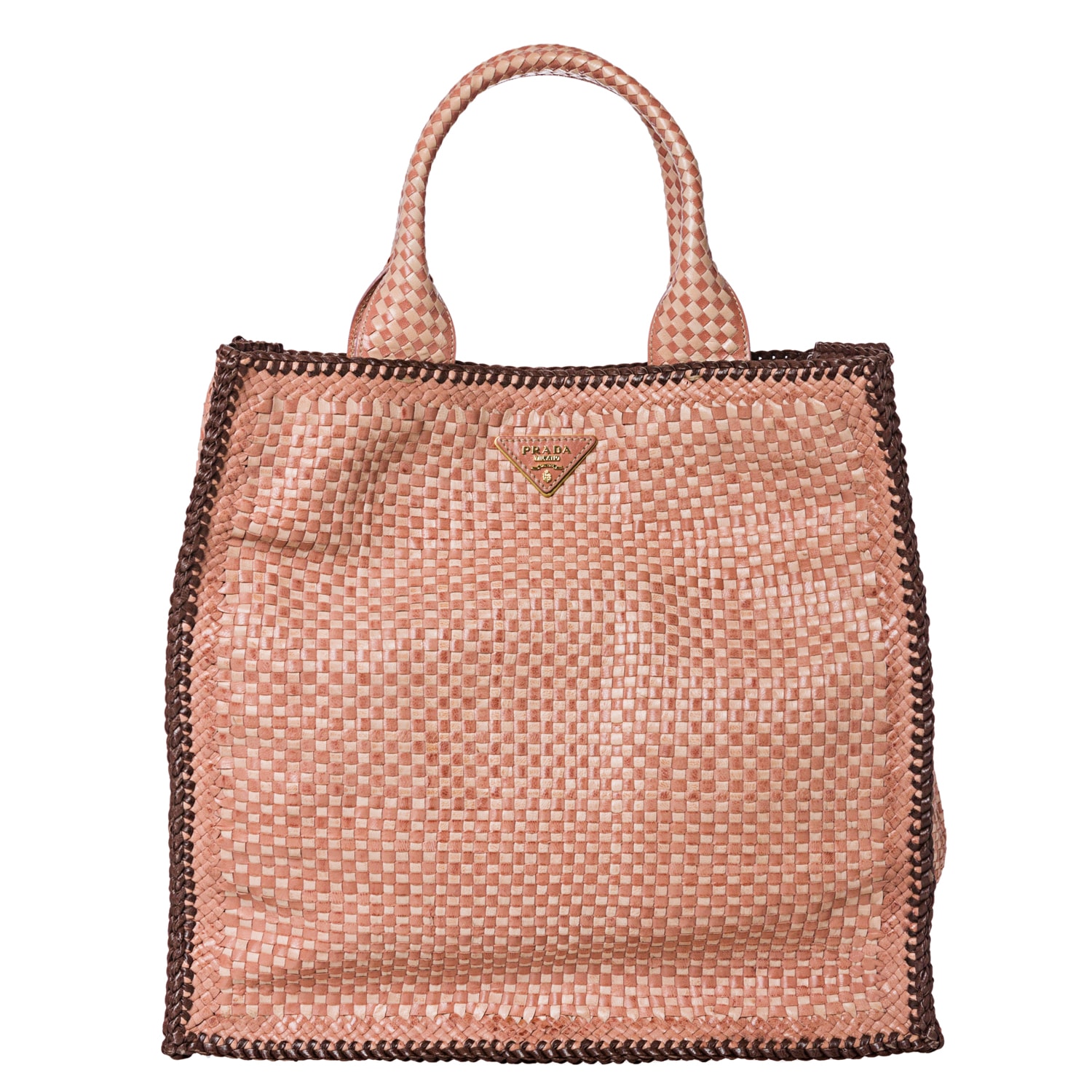Prada Woven Rose Leather Madras Tote Bag - 14516808 - Overstock ...  