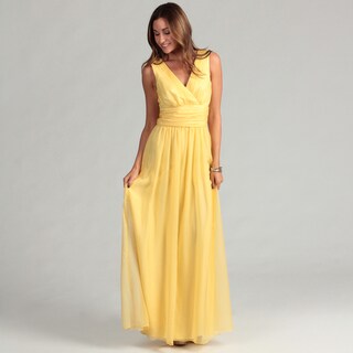 Prive Junior's Yellow Chiffon Drapped Gown