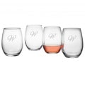 Monogrammed Stemless Wine, Set of 4