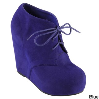 Hailey Jeans Co. Women's 'Denali' Sueded Lace-up Wedge Booties