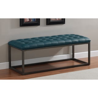 Great Prices Healy Teal Leather Tufted Bench