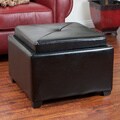 Christopher Knight Home Paddington Black Bonded Leather Chessboard Storage Ottoman
