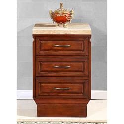 [1] Silkroad Exclusive Cherry Antiqued Brass Bathroom Vanity Side Cabinet Drawer Bank
