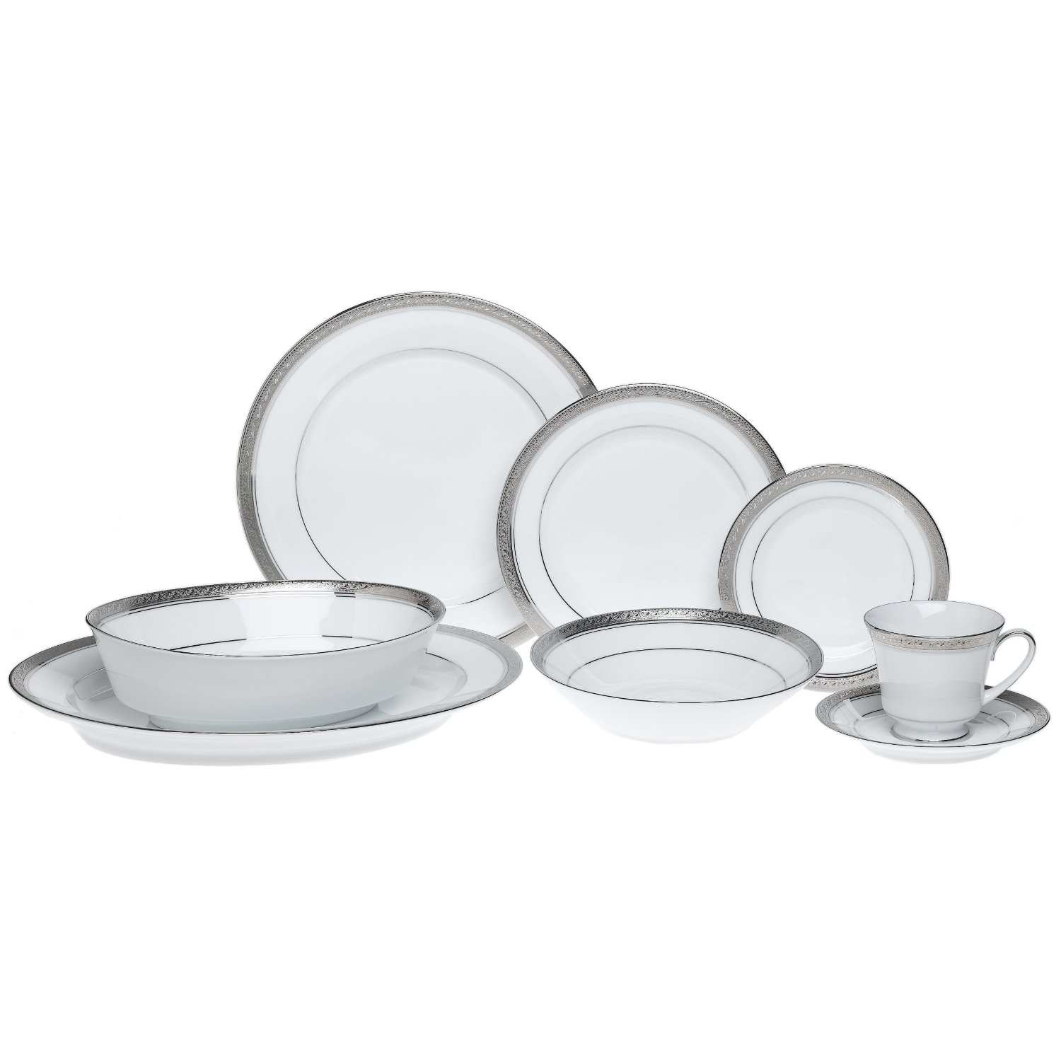 Noritake Crestwood Platinum 50piece Dinnerware Set Overstock