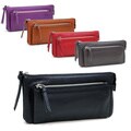Anais Gvani Smooth Genuine Italian Leather Zipper Pouch Wallet