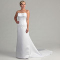 Eden Bridals Women's White Satin Strapless Bridal Dress