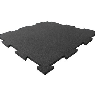 Rubber-Cal Puzzle-Lock Interlocking Rubber Flooring Black Tiles-Image