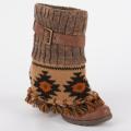 Muk Luks Cassandra Fringed Spat Boot on Chunky Heel