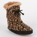 Muk Luks 'Molly' Girls' Animal Print Scrunched Tie Slipper Boot