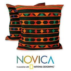 @@@ >  Set of 2 Cotton 'Summer Jazz' Cushion Covers (India)