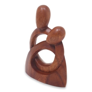 Handcrafted Suar Wood 'Eternity of Love' Sculpture (Indonesia)